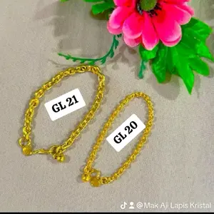 Gelang Rantai Medan Lapis Emas Balut Kristal Premium