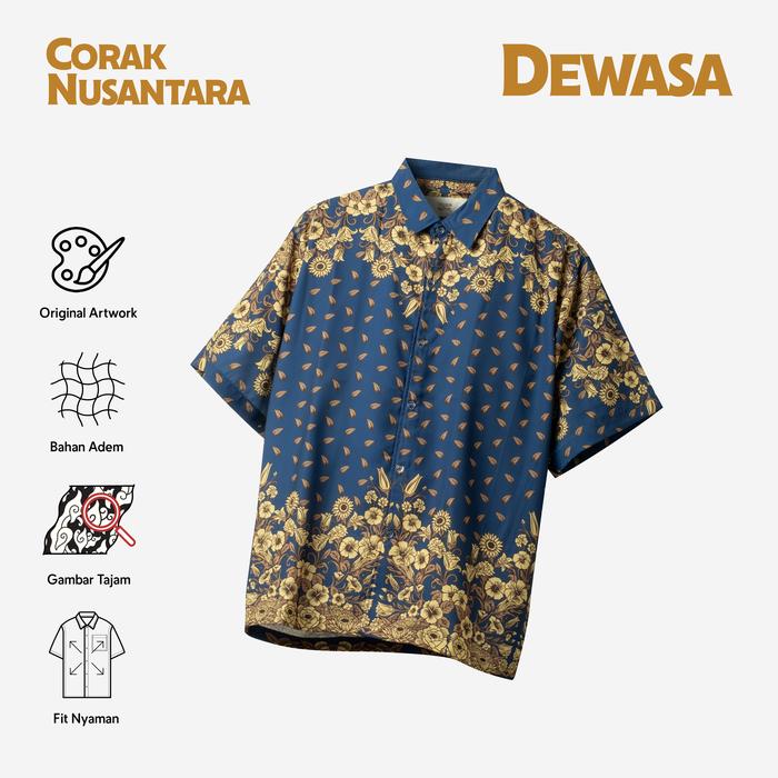 Gambar Batik Print Telusur Kultur - Corak Nusantara - Flora Biru - L dari Telusur Kultur Kota Administrasi Jakarta Timur Tokopedia