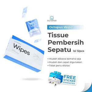 Octopus Wipes Tisu Pembersih Sepatu Instant 12 Sachet Wangi Lemon Mudah Dibawa dan Digunakan