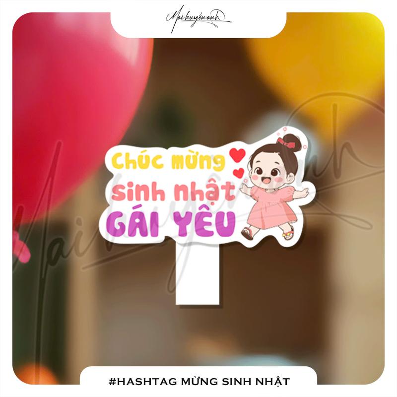 [HASTAG SINH NHẬT ] Hashtag cầm tay chụp hình đám cưới, họp lớp, sự kiện thiết kế 3