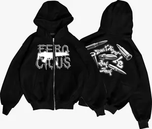 Jaket Hoodie Sweater Zipper Boxy Hitam Weapons Reflekto Premium Street Wear Aesthetic Boxy Oversize Katun Fleece Nyaman Fashionable double