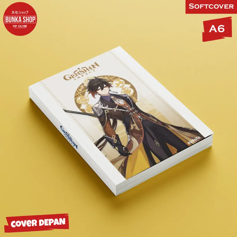 Pocket Note Hardcover Anime Genshin Impact  A6 Buku Tulis Catatan isi kertas polos Putih 2