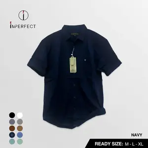 Kemeja Pria Slimfit Lengan Pendek Imperfect Baju Keren Bahan Katun Twill Casual Formal