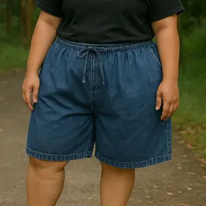 BB 90-135KG Celana Hotpants Jeans Jumbo Wanita - Biru - Variasi Bigsize Murah Celana Pendek