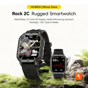 【ROCK Series Smartwatch Pertama dengan Layar Persegi】MoreinWear Rock2C Smartwatch Layar Persegi, Layar HD 2,00 inci; Tahan Air IP68, Baterai 700mAh untuk Daya Tahan Lama, Tampilan Metalik Mewah, Mendukung Koneksi Bluetooth.