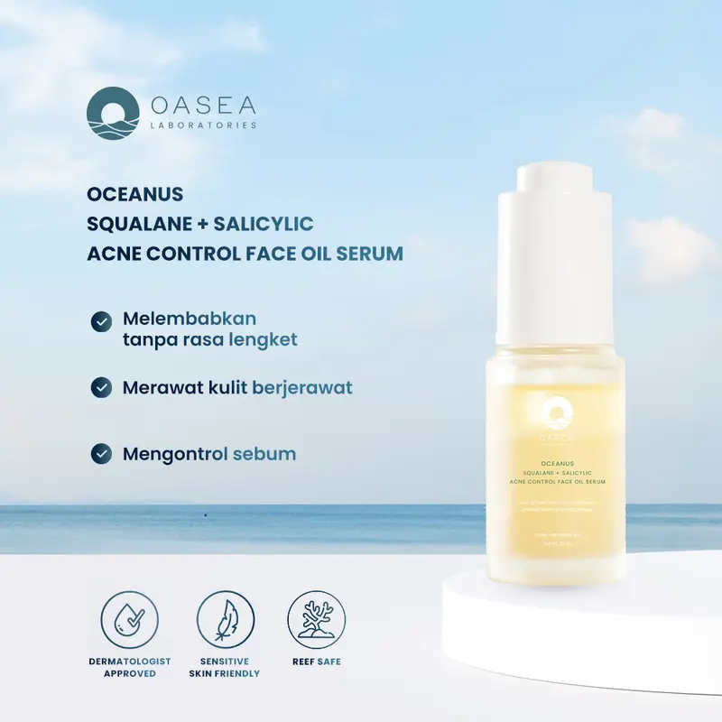 Oasea Oceanus Squalane + Salicylic Acne Control Face Oil Serum - 5ml (Serum Minyak Wajah) ED 10/25 Acid Berjerawat 3