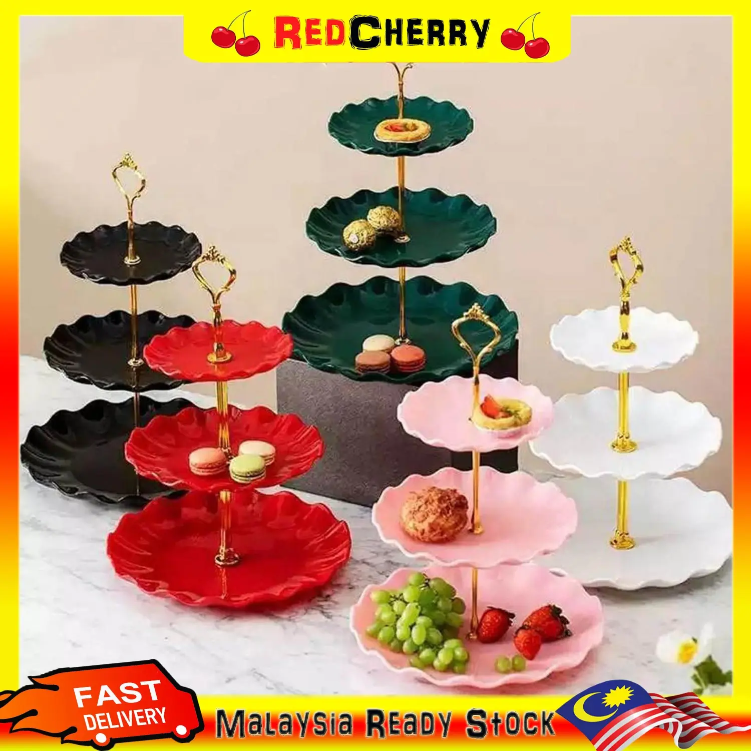 REDCHERRY Miritchi Plastic Plate Standing Tray Pastry Base Container
