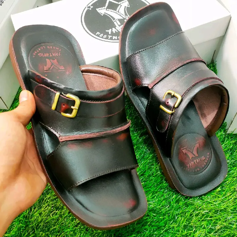 SANDAL YARTAFIE - SANDAL KULIT PRIA - KULIT SAPI ASLI 100% - YARTAFIE 007 ( PRODUKSI SENDIRI ) sandal selop kulit bp2 Sendal kasual Slop Slide Casual Slip On Fashion antislip standar cowok Gesper hitam outdoor 4