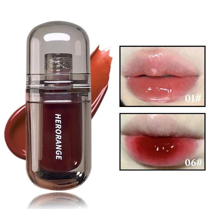  Son Kem Bóng Tráng Gương HERORANGE Lâu Trôi Son Bóng Thủy Tinh Dưỡng Ẩm Son Kem Trang Điểm 