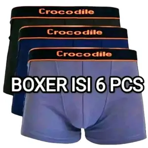 (PAKET 6 PCS) CELANA DALAM PRIA BOXER ICE SILK YANG LAGIH VIRAL HITAM SPANDEK NYAMAN LEMBUT POLYESTER PENDEK KATUN DEWASA BOXER M
