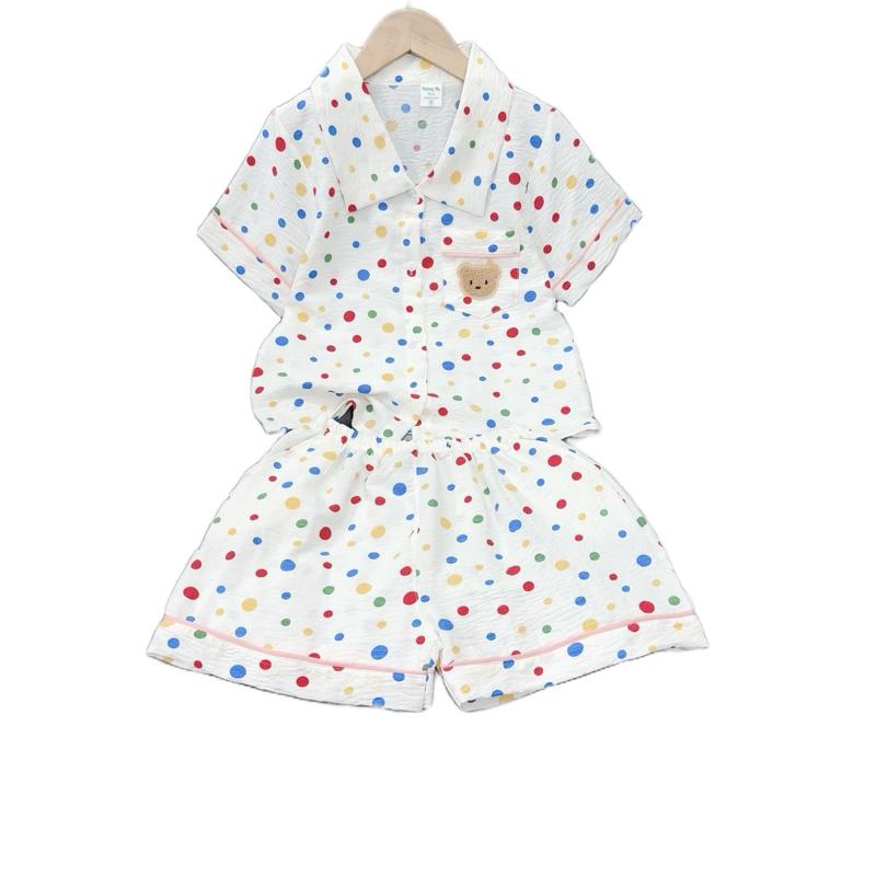 MS: 152 SIZE ĐẠI : 22-48 kg .sét bộ quần đùi dáng baby doll Bộ quần đùi cổ lá sen size đại cho bé gái chất liệu ĐŨI HÀN CÔ TÔNG mềm mịn mát không nhăn Voi Women Kem Áo Hoa Sen Áo Hoa Sen Áo Hoa Sen đồ ngủ bé tiên