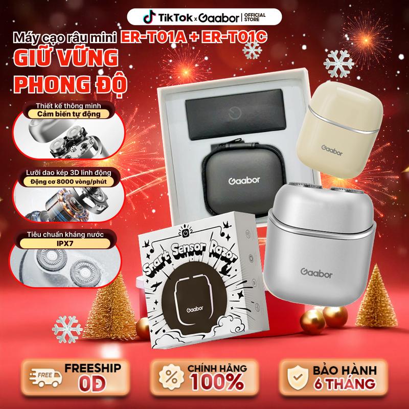 Gaabor | Máy cạo râu 3D Gaabor ER-T01A ER-T01B ER-T01C 2 lưỡi dao chống nước chống bụi IPX7 cảm ứng tự động tích điện kèm túi da và họp máy cạo râu nam chính hãng cạo râu cho nam máy cạo lông mặt cạo lông cho nữ