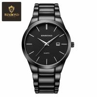 Gambar BINBOND T007 Jam Tangan Pria Stainless Steel Original 100% Anti Air Quartz Kalender Analog Mewah dengan Desain Elegan dan Tampilan Mewah Waterproof Arloji Hitam Kaca Watches - BLACK dari BinbondWatchStore Kota Administrasi Jakarta Utara 5 Tokopedia