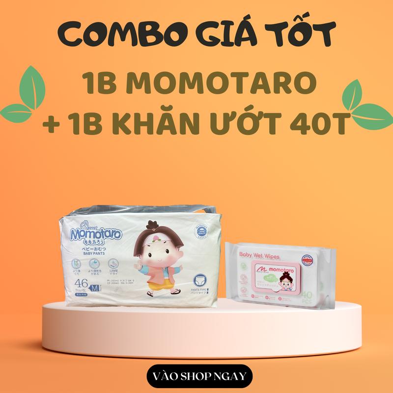 1 BỊCH+KHĂN ƯỚT 40T MỘT Bỉm Momotaro Công Nghệ Hạt Sap Nhật Bản Cho Bé Mỏng Mềm Thoáng Mát Thấm Hút Tốt Đầy Đủ Size Dán S56 M48 Quần M46 L42 XL39 XXL36 3XL35