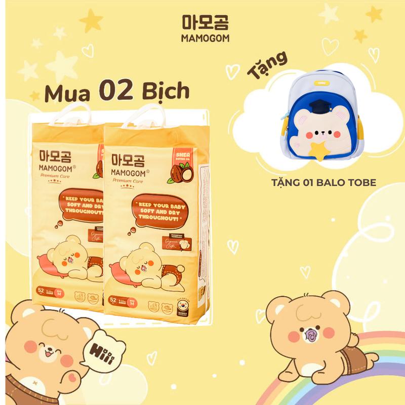 TẶNG 01 BA LÔ TOBÉ KHI MUA 02 BỊCH TÃ BỈM DÁN BỈM QUẦN MAMOGOM PREMIUM MỀM MỊN THẤM HÚT CHO BÉ MẸ SAM REVIEW