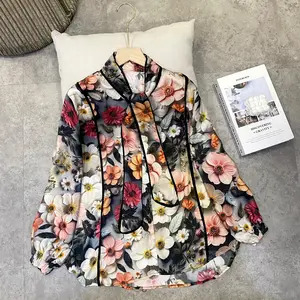 "AUROORA BLOUSE" Blouse Tie Neck Ribbon Motif Wanita RAYON PREMIUM