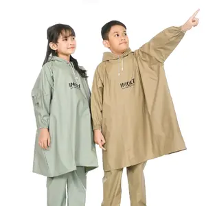 IMOET Jas Hujan Anak TK - SD 4 - 12 Tahun dengan Hoodie Penutup Kepala & Ujung Lengan Full Karet Size 1 & 2