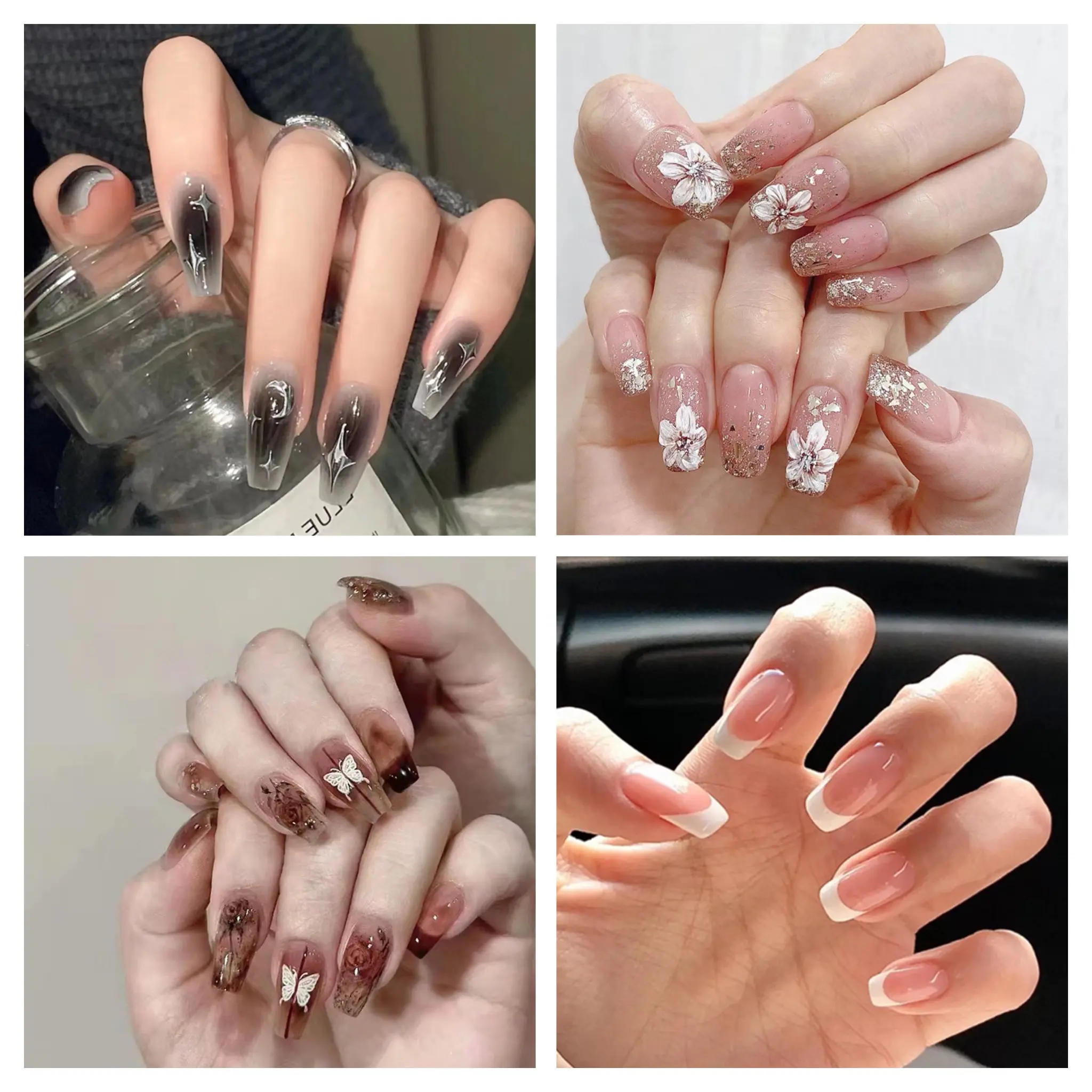Fake Nails [with Glue] 24 Pcs / Box Color Glossy Fake Nails Nail Patch