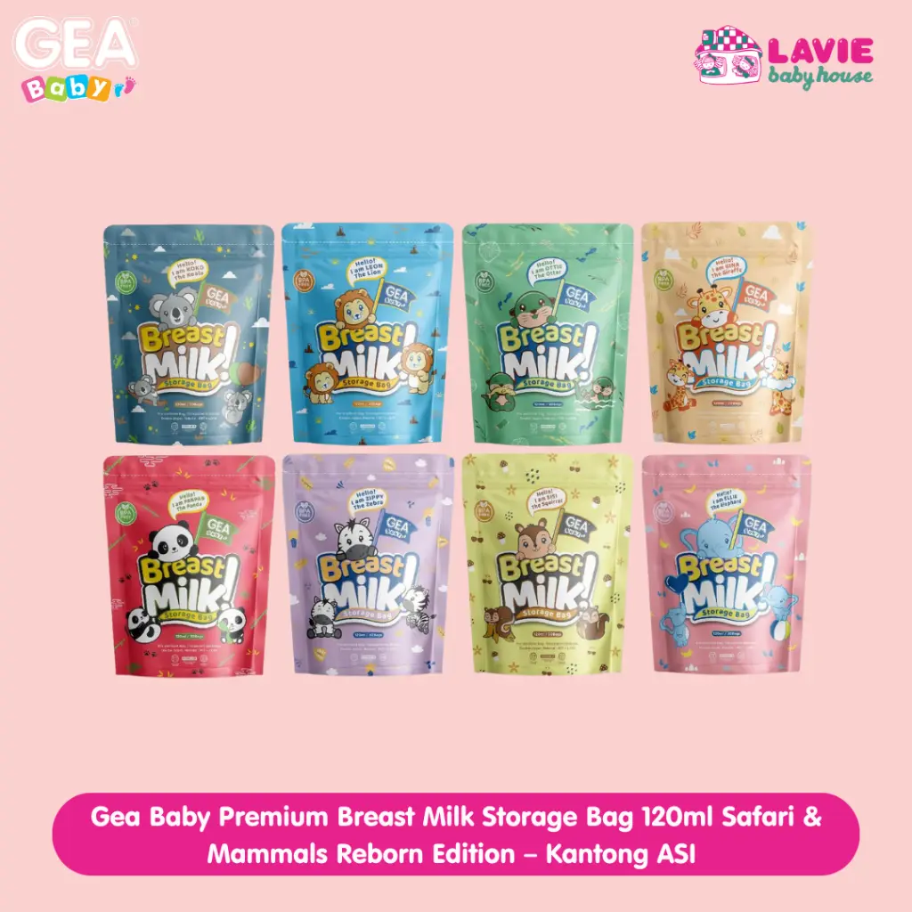 Gea Baby Premium Breast Milk Storage Bag 120ml Safari & Mammals Reborn Edition – Kantong ASI | BPA Free – Lavie Baby House
