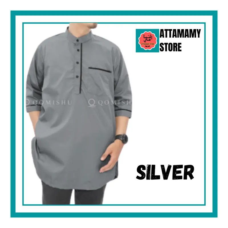 Baju Koko Kurta Pakistan Qomishu Original Bahan Katun Poplin Baju Taqwa Takwa Pria Dewasa 4