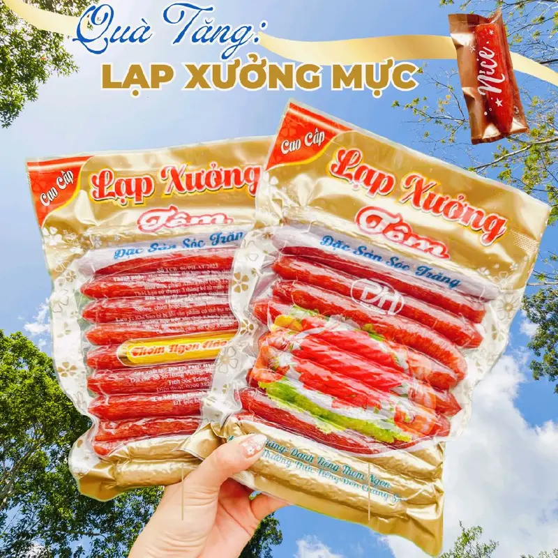 1kg LẠP XƯỞNG TÔM CAO CẤP: Lạp khô thượng hạng,60% Tôm tươi "Đặc Sản Sóc Trăng" 1kg=2túi. Ko phẩm màu, thành phần:.Tôm, thịt heo, mỡ heo.80% nạc..Ăn Vặt  Food chan garut 7