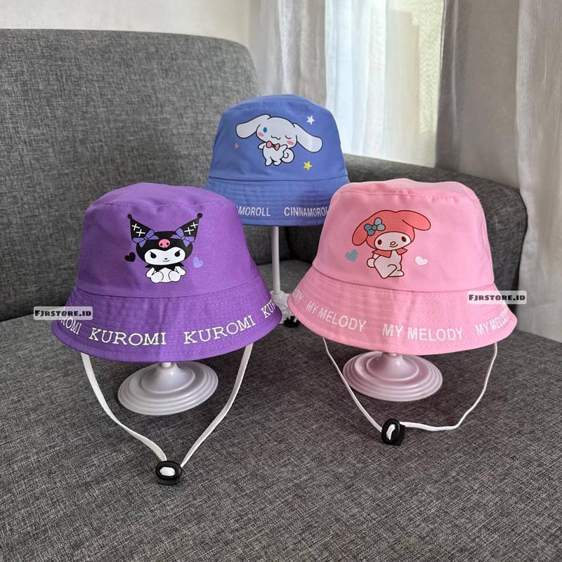 Topi Bucket Anak Perempuan Laki-laki Kuromi, Melody, dan Cinnamoroll 1