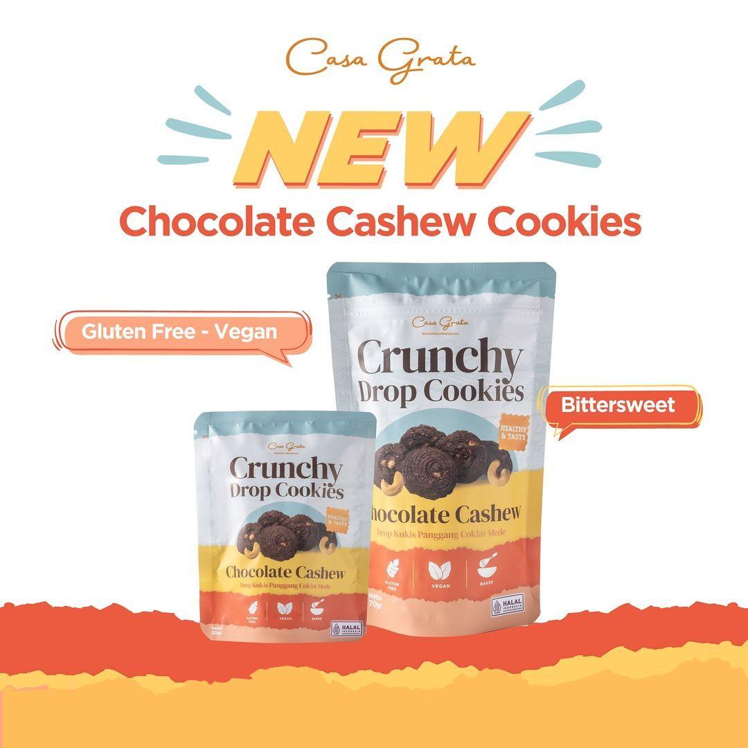 Casa Grata - Kukis Chocolate Cashew ( Crunchy Drop Cookies Gluten Free Vegan ) - 70g