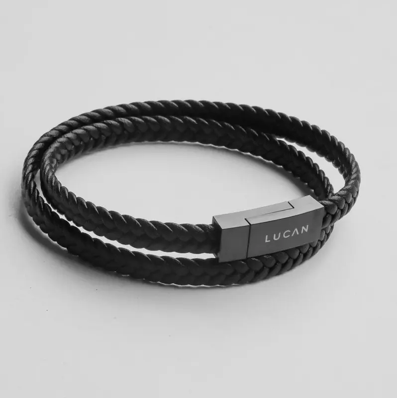 LUCAN - Mineral Series Gelang Kulit Premium Gelang Pria Anti Alergi Kulit Asli Gelang Cowok Pria keren 2