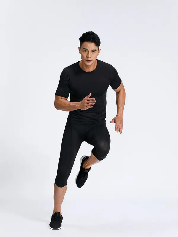 Baju Manset Baselayer Lengan Pendek Sport Compression Shirt Training Black Grey Blue White 5