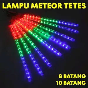 Lampu LED Meteor Light Natal Hujan Gantung Hias 10Batang Warna Warni RGB  50cm Hiasan