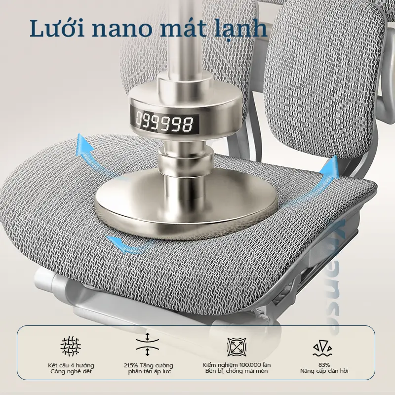 Ghế công thái học Xpanse T8 Hệ thống nâng đỡ động dạng đôi cánh bionic bằng lá thép độc lập, Lưới nano mát lạnh | ghế gaming | ghế văn phòng | ghế tựa lưng | BigBuy360 - bigbuy360.vn
