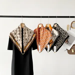 Scarf Necklace 70x70cm Syal kalung pearl syal leher dengan mutiara Selendang Katun