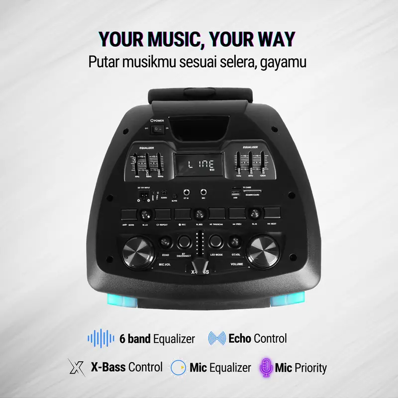 Asatron Acoustic 12 Inch Bluetooth Party Speaker with 2 Wireless Mic Bass TWS 2