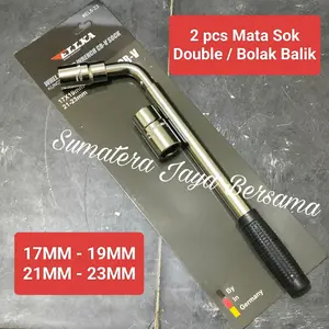 Kunci roda mobil L Tarik Double Socket 17-19mm / 21-23mm CR-V Shock