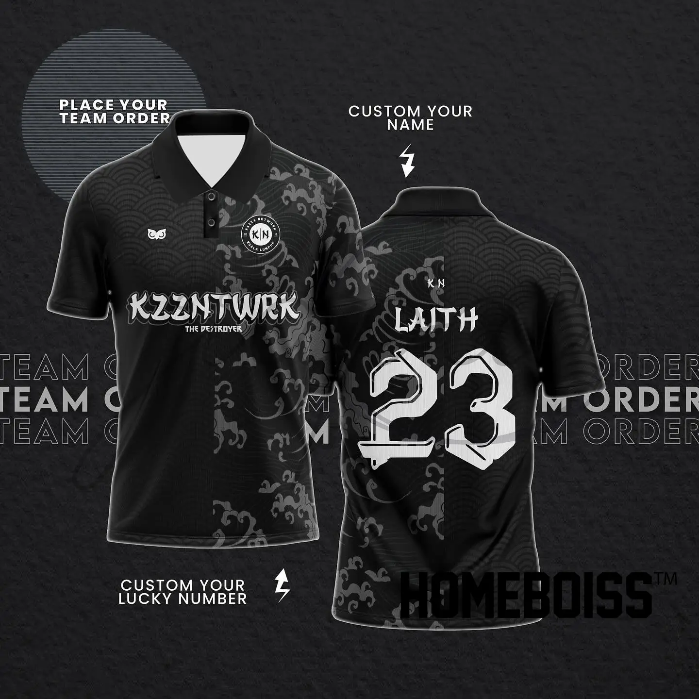 HOMEBOISS- Jersey with custom name and number, T-shirt, free printing, unisex style