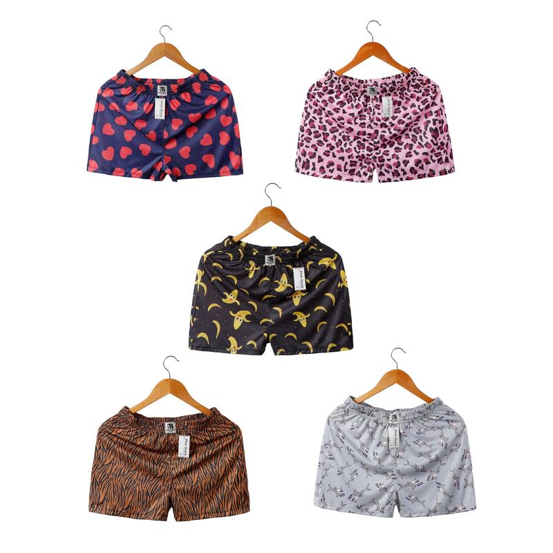 Quần đùi Ngủ Nam Nữ thun cotton co giãn mát mẻ với nhiều mẫu họa tiết như trái tim báo hoa chuối và da báo