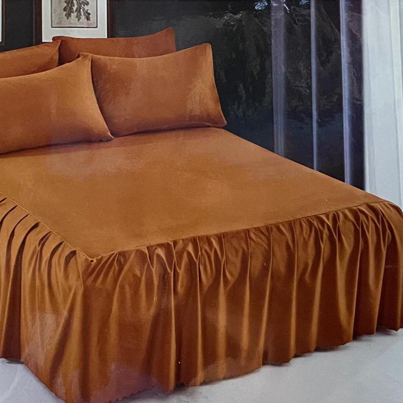 Product Introduction of (Skirting) Solid Color / Plain Color Supersingle Fitted Sheet With Skirting Set Pillow Case And Bolster Case Set 17