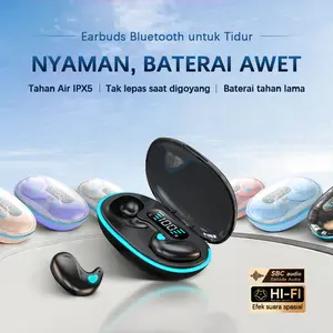 【COD】Earphone Tidur Suara Stereo Level HiFi, Tahan Air iPX5, Mikrofon Internal, ENC Noise Reduction Layar Digital Cerdas Kontrol Sentuh untuk iPhone dan Android