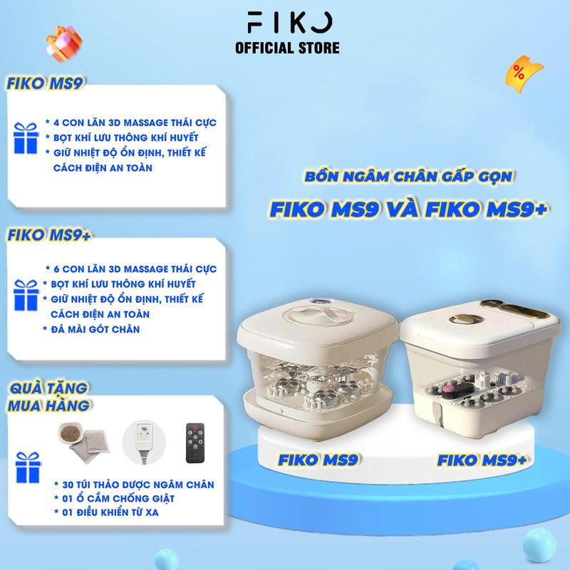 LIVE Bồn ngâm chân massage gấp gọn FIKO MS9 FIKO MS9 PLUS - Tặng ổ cắm chống giật và túi thảo mộc ngâm chân - Bảo hành 12 tháng