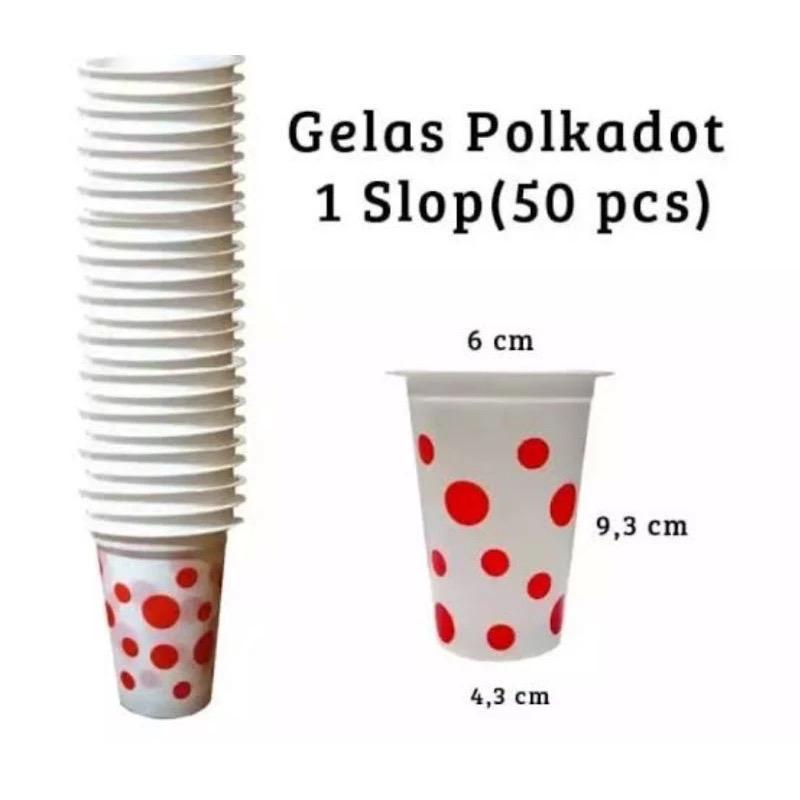 Gelas polkadot 1slop isi 50 pcs 0