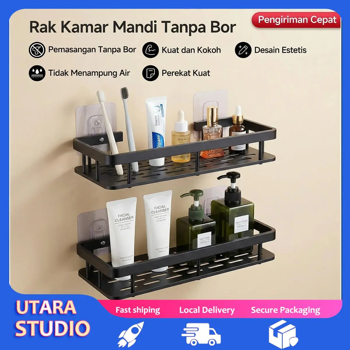 Rak Dinding Tempat Sabun Toilet WC Gantungan Tempel Kamar Mandi Minimalis