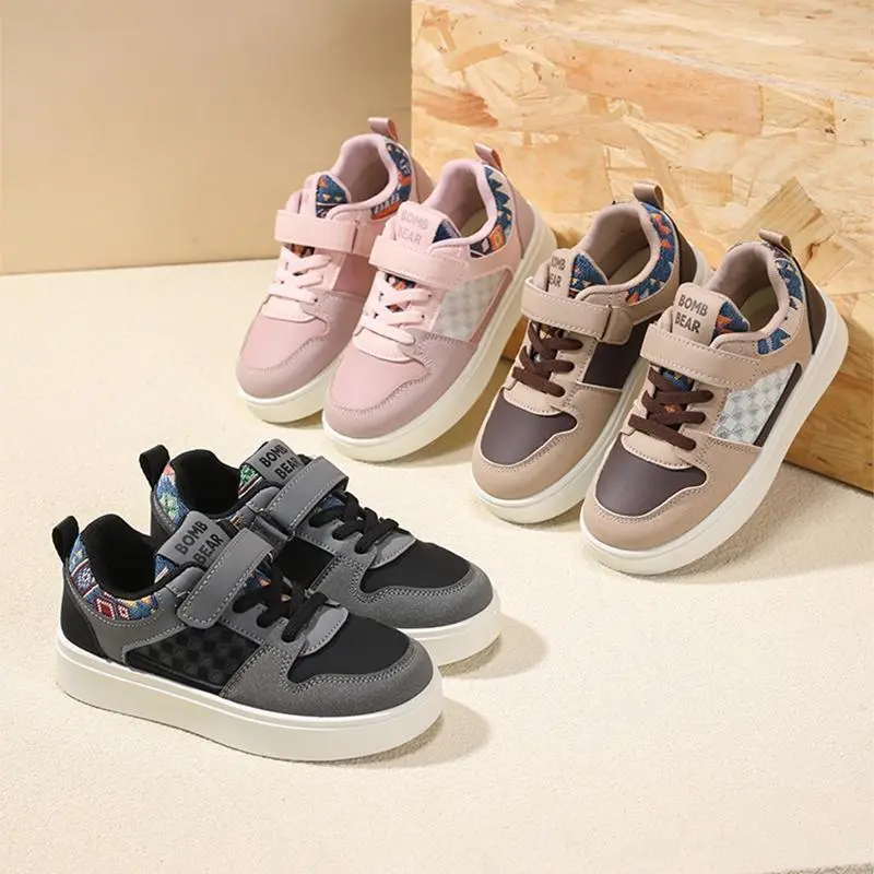 BOMBBEAR 2227 Promo Spesial Merdeka Sepatu Sneakers Harian Anak Laki & Perempuan Size 26-37 Anti Slip, Stylish Abu Pink Khaki 2227