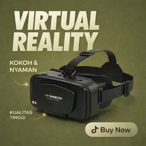 Shinecon VR Box IMAX G10 Kaca Mata Virtual Reality Glasses Headset 3D untuk Smartphone 4.7-7 Inci ABS Ergonomis Nyaman dengan Lensa Bulat dan Tali Elastis