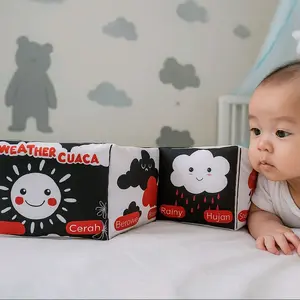 Buku Mainan Bayi Balita Tummy Time Weather Cuaca Cerah Rainy Hujan untuk Pengalaman Belajar Menyenangkan Ukuran 68 x 15 cm Soft Book Edukasi Anak dengan Ilustrasi Menarik
