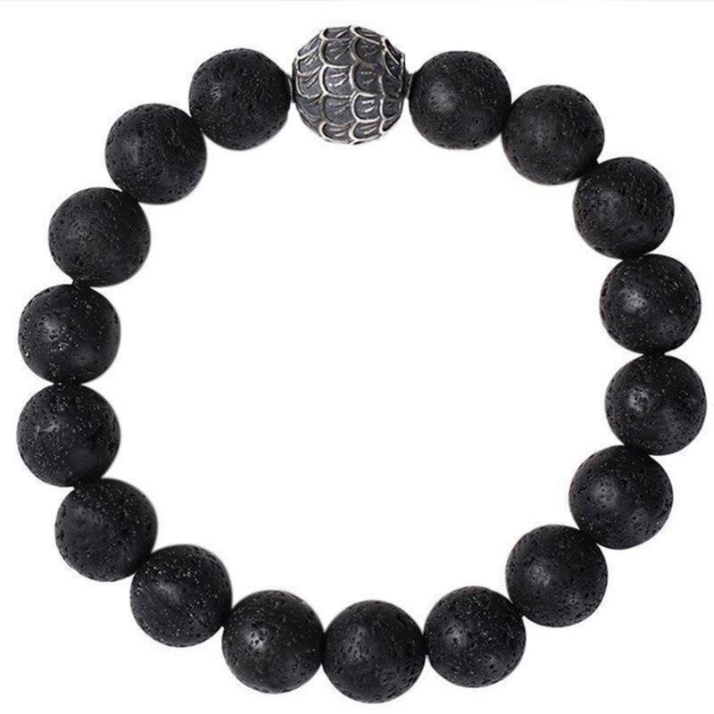 Vòng Tay Hạt Hợp Thời Trang Cho Nam, Hạt May Mắn, Đồ Trang Trí Tay Cho Bé Trai, Đá Núi Lửa Obsidian Đơn Giản 7