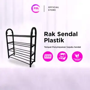 [POL] COD Rak Sepatu Plastik 4 Susun | Rak Sendal 4 Tingkat Multifungsi | Tempat Sendal Dan Sepatu Hitam Biru Hijau