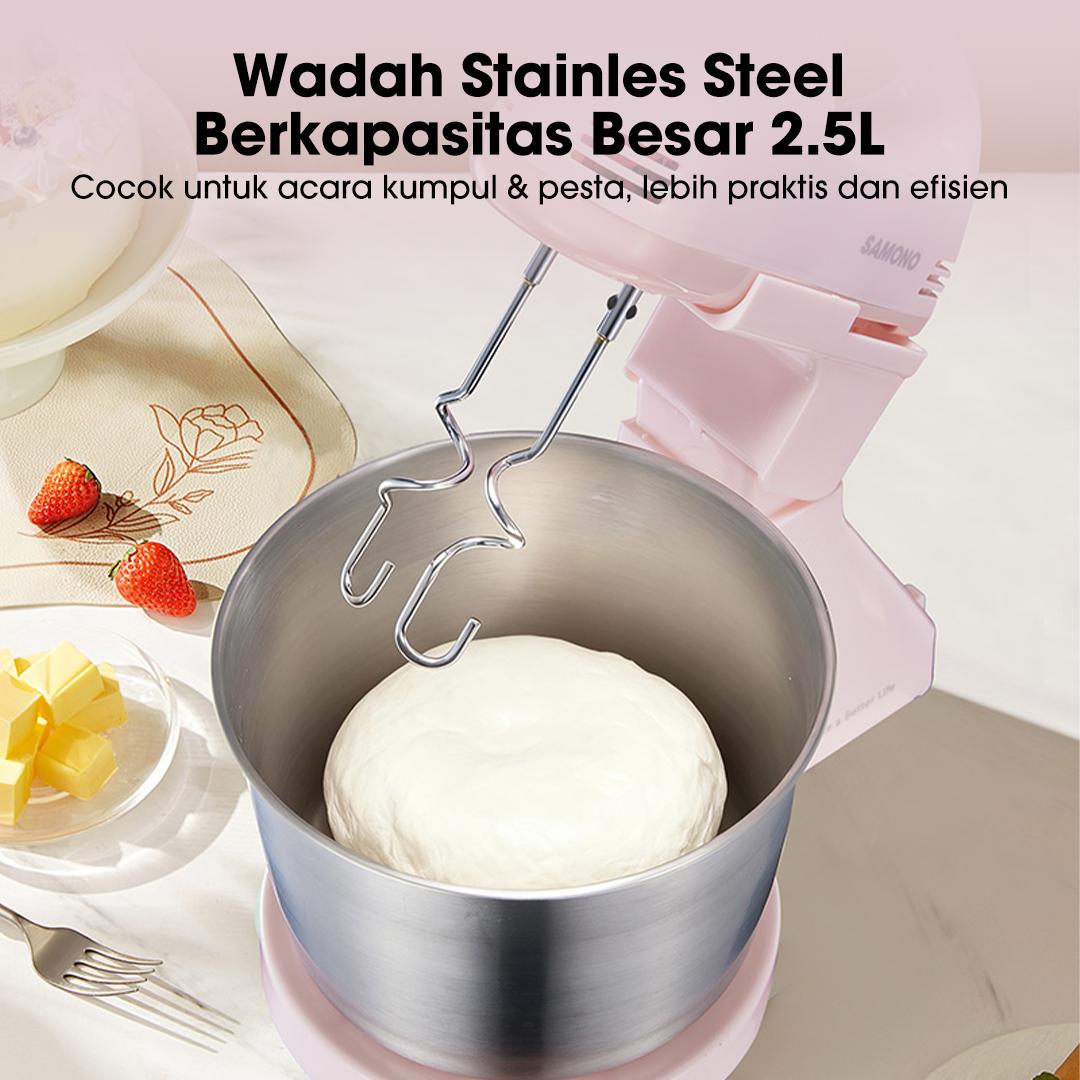 【GREBEK GUDANG SUANVINZLIE】Samono Mixer Roti Stand Mixer & Hand Mixer 2in1 Daya 200W, 7 Kecepatan, Wadah Stainless Steel 2.5L (SW-HMB200) 【GREBEK GUDANG SUANVINZLIE】Samono Mixer Roti Stand Mixer & Hand Mixer 2in1 Daya 200W, 7 Kecepatan, Wadah Stainless Steel 2.5L (SW-HMB200)