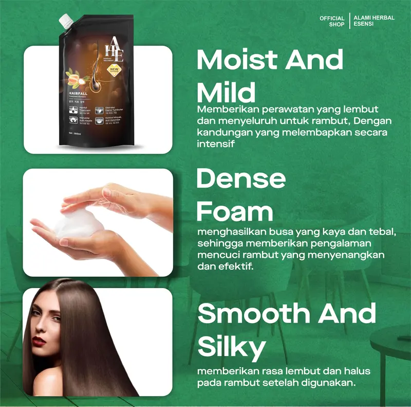 AHE Hair Fall Treatment Shampoo Hair Care Anti Hair Loss Oil Control Anti Dandruff Shampoo Anti Rontok Shampoo Anti Ketombe with Keratine and Zinc 300ML 6