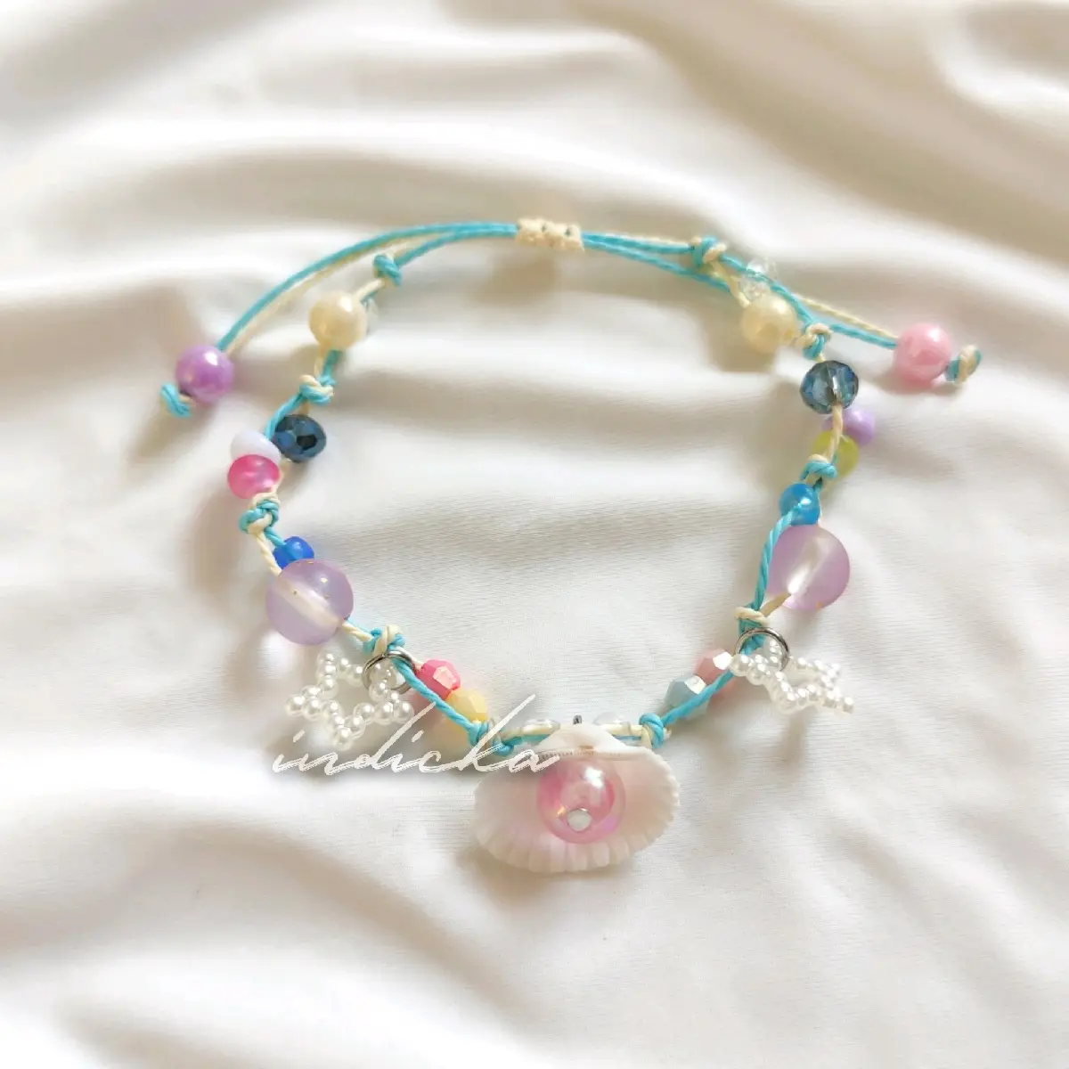 Gelang Tali Serut Import "Break The Tide" Series Tema Laut Cangkang Kerang Keong Asli Pantai untuk Cewek Cewe Perempuan Wanita Cantik Aesthetic Cute Kado Pacar Bestie Bracelets Bead Beads Bracelet Plastik Kristal Manik Gift Women