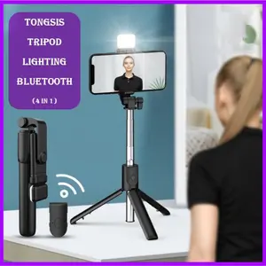 Tripod Tongsis Bluetooth 70cm Selfie Stick 4 in 1  R1S Portable 360 derajat Lampu Remote